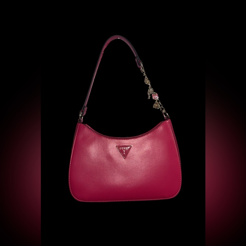 Guess Fuchsia Shoulder Bag with Embellished Strap
